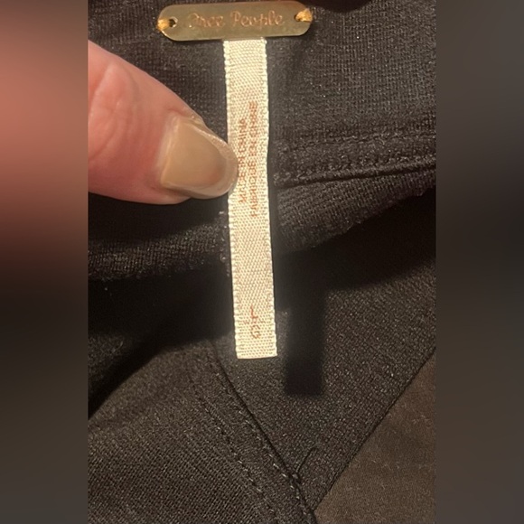 Free people large riding joggers pants black with brown faux suede side panels - Picture 3 of 3